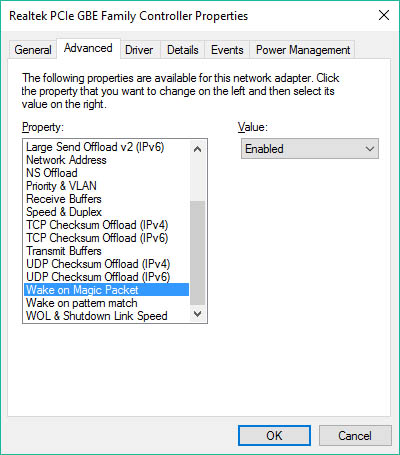 realtek pcie gbe family controller waking computer