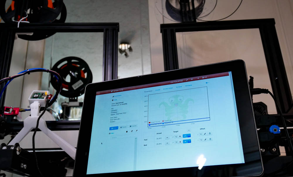 RasPad 3.0 used as a Octoprint server to drive multiple 3D printers